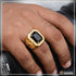 Black Stone with Diamond Fashionable Design Gold Plated Ring for Men - Style A836