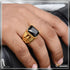 Black Stone with Diamond Glamorous Design Gold Plated Ring for Men - Style A844