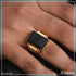 Black Stone with Diamond Gorgeous Design Gold Plated Ring for Men - Style B404