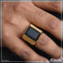 Black Stone With Diamond Sophisticated Design Gold Plated Ring For Men - Style B293