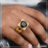 Black Stone Eiffel Tower Sophisticated Design Gold Plated Ring For Men - Style A827