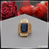 Blue Stone with Diamond Dainty Design Best Quality Gold Plated Ring - Style A804