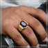 Blue Stone with Diamond Fashionable Design Gold Plated Ring for Men - Style A842