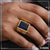 Blue Stone With Diamond Glittering Design Gold Plated Ring