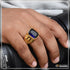 Blue Stone With Diamond Sophisticated Design Gold Plated Ring For Men - Style A848