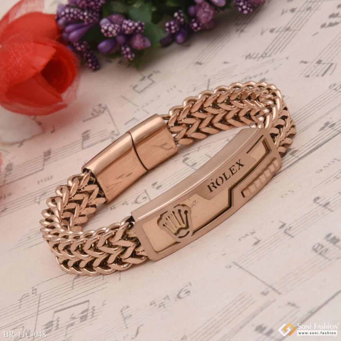 Vembley Fashion Flower Rose Gold Plated Crystal Bracelet for Girls and  Women Bracelet & Bangles