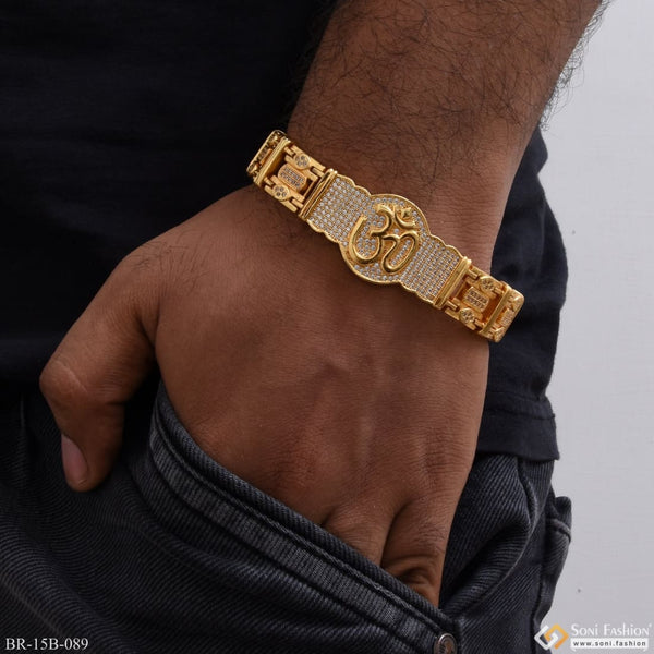 Gold Plated Rudraksha Links Bracelet for Men's Timeless Style – God Gifted