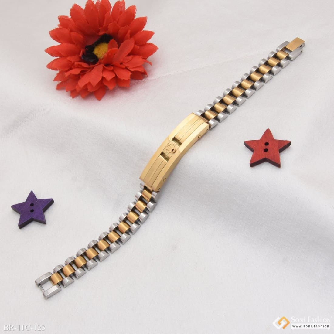 Mens Rolex Link Bracelet 7.25 Inch 15mm 10K Yellow Gold