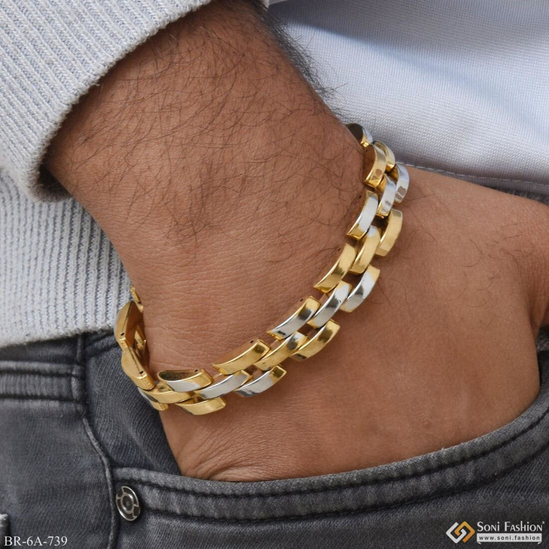 Mens 24k Gold Plated Miami Cuban Link Bracelet 316L Stainless Steel 8.5