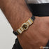 Om with Diamond Fashionable Design Black & Golden Color Bracelet - Style C224