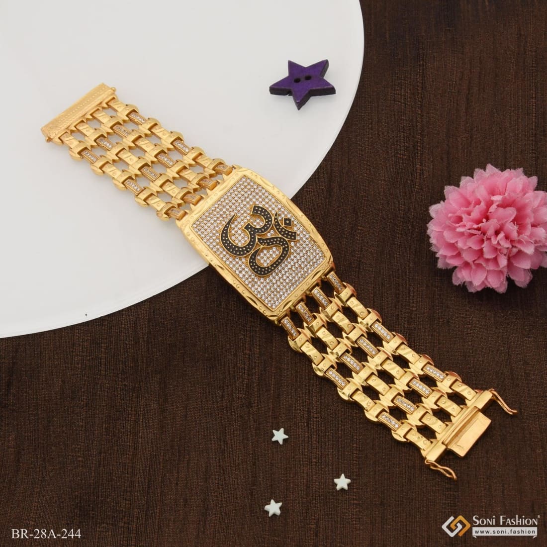 Buy Memoir Gold plated Brass Heavy 9 Inch Classic design Fashion Bracelet  Men jewellery at Amazon.in
