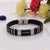 Eye-catching high quality black leather bracelet with silver clasp, Style B174.