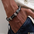 Eye-Catching High-Quality Design Silver & Black Color Bracelet in Leather for Men - Style B174