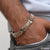 Finely detailed design silver & rose gold color bracelet for