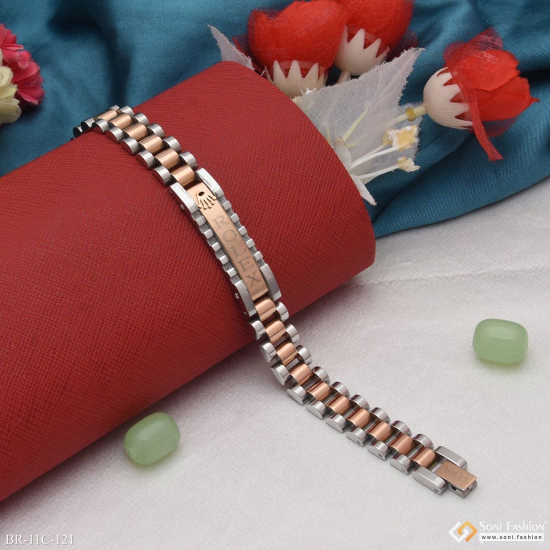 Rubans Voguish Rose Gold Plated Minimal Textured Bracelet