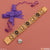 Gold bracelet with purple ribbon and bow, Goga With Diamond Cool Design B116 Men’s Bracelet