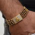Ganesh in Rectangle with Rudraksha And Diamond Gold Plated Bracelet for Men - Style B169
