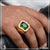 Green stone with diamond delicate design gold plated ring