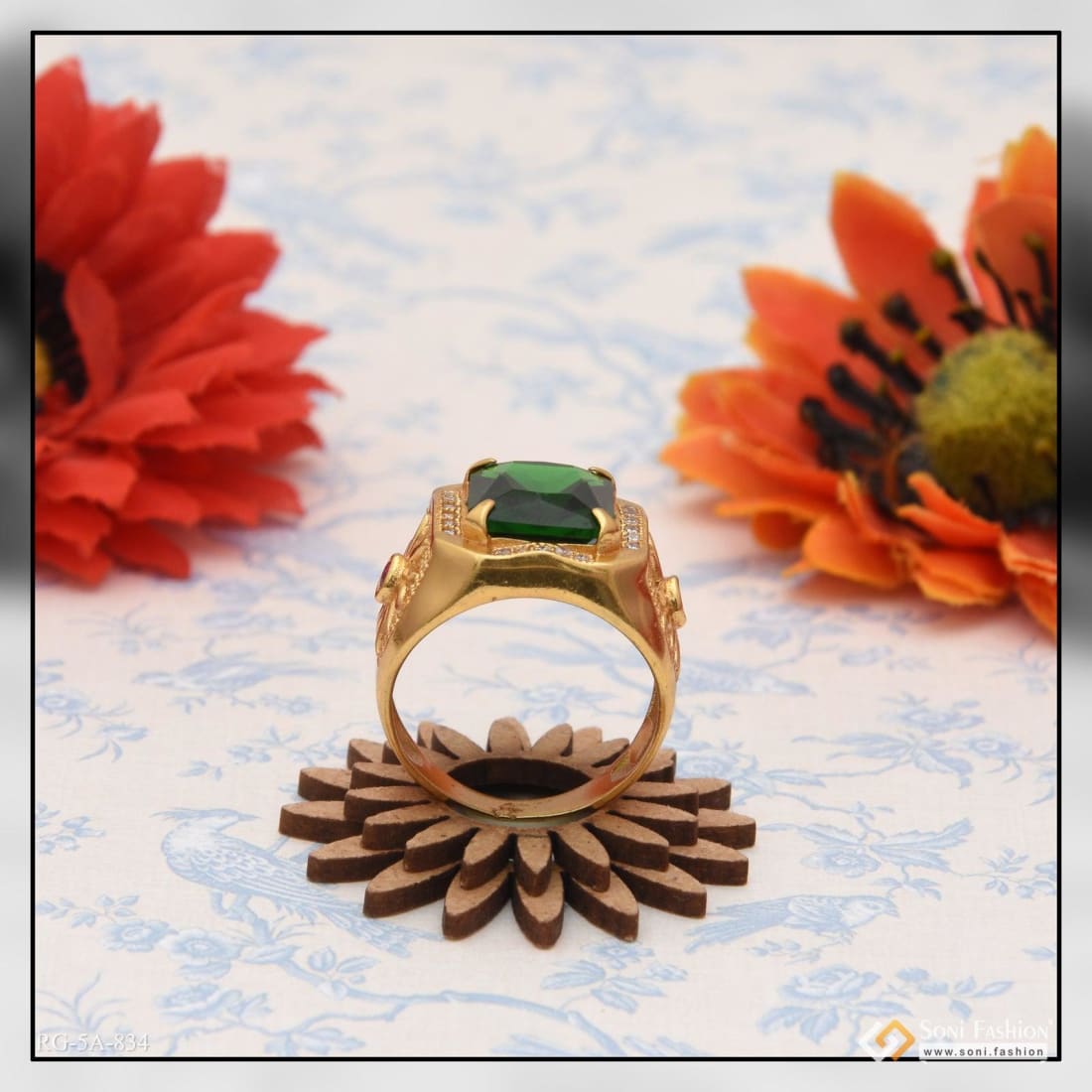 Antique Green Stone Dangle Pendant Ring Gold Color Zircon Round Rings For  Women Dainty Wedding Bands