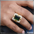 Green Stone With Diamond Delicate Design Gold Plated Ring For Men - Style B514