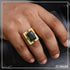 Green Stone With Diamond Fashionable Design Gold Plated Ring For Men - Style A796