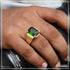 Green Stone with Diamond Fashionable Design Gold Plated Ring for Men - Style A843