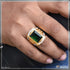 Green Stone With Diamond Trending Design Gold Plated Ring For Men - Style B513