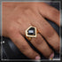 Heart Shape Black Stone with Diamond Artisanal Design Gold Plated Ring - Style B112