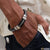 High-quality eye-catching black leather bracelet with silver clasp in Style B176