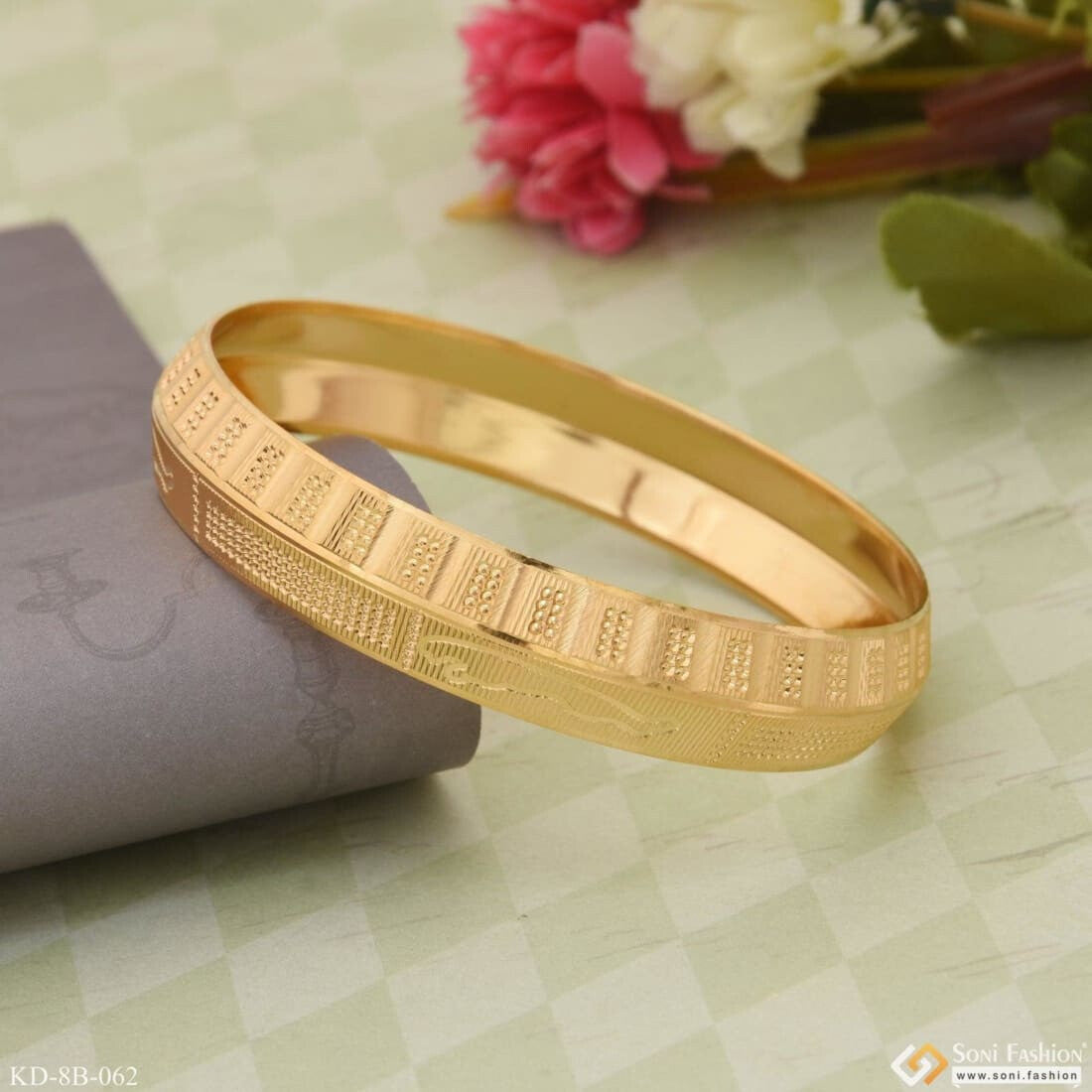 Jaguar Best Quality Durable Design Gold Plated Punjabi Kada for Men Style  B062