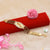 Red velvet clutch with gold chain and pink flower on Jaguar With Diamond gold plated bracelet - Style B744