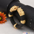 Lion Face - Brilliant Design Black Leather Genda Kada Gold Plated - Style A033