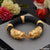 Lion Face - Brilliant Design Blackleather Genda Kada Gold