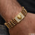 Lion Face With Diamond And Rudraksha Gold Plated Bracelet