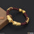 High quality gold bracelet with red leather cord - Lion Face Fancy Design Style B078
