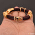 Two-Lion Face & Om Genda Kada Classic Design Leather Gold Plated for Men - Style A016