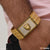Lion face in rectangle with diamond gold plated bracelet for