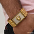 Lion Face in Rectangle with Diamond Gold Plated Bracelet for Men - Style A292