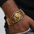 High-quality gold bracelet with lion head design