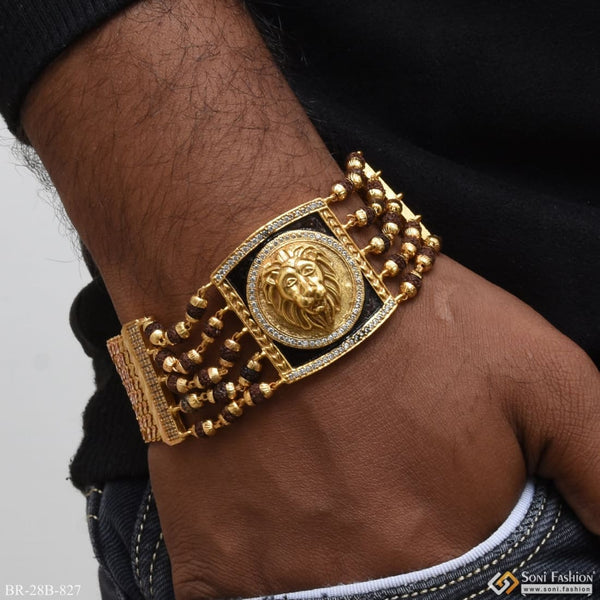 Cartiar Design Men's Fashion Gold Pleted Lion Logo Bracelet BR-137 –  Rudraksh Art Jewellery