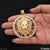 Big lion fully-diamond stainless steel pendant gold plated