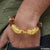 Gold bracelet with lion head design, featuring diamond details - Lion With Diamond Fashionable Design Gold Plated Genda Kada For Men