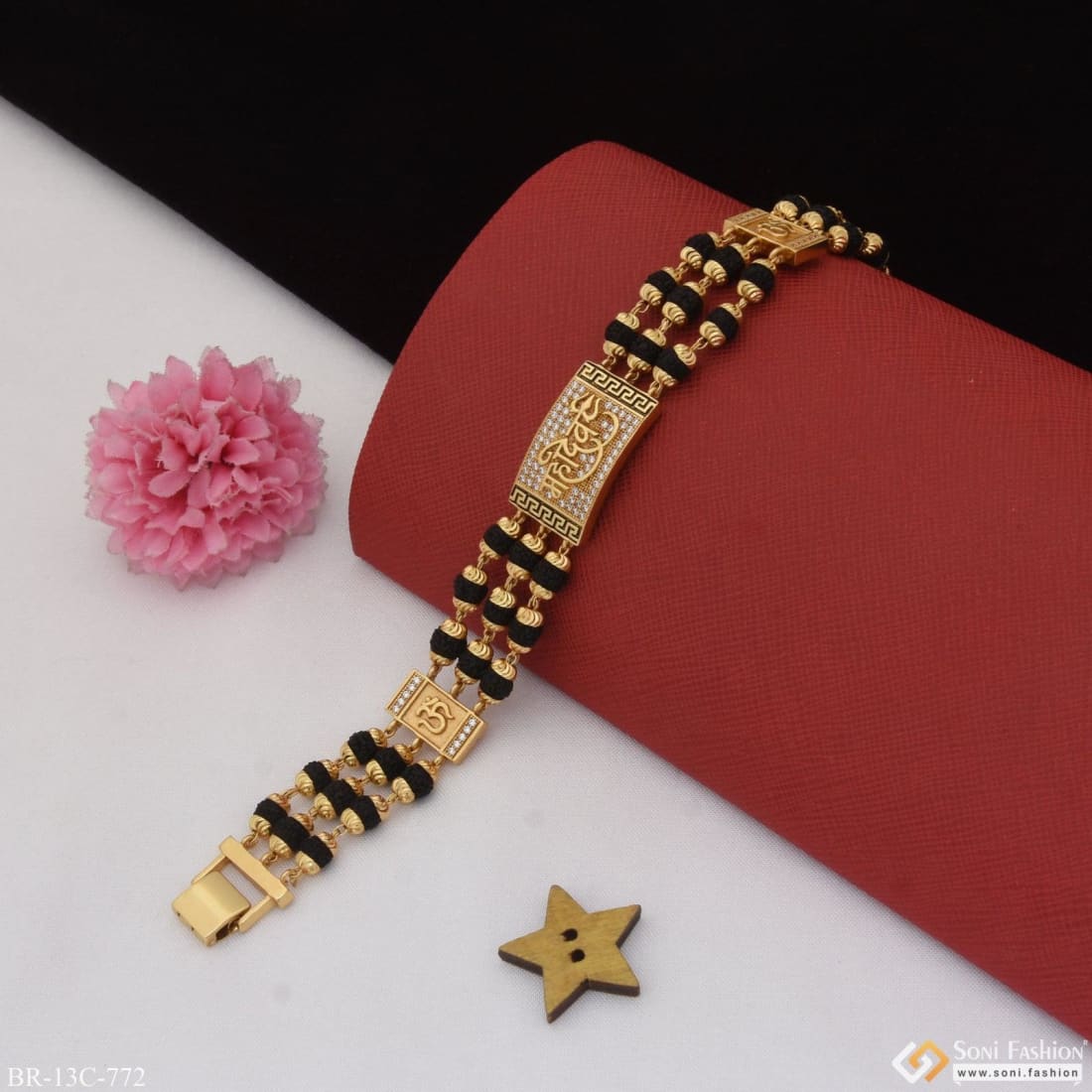 Namah Shivay with Damroo Golden Color Bracelet Kada for Men - Style B192 –  Soni Fashion®