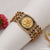 Gold bracelet with Hindu deity symbol - diamond gorgeous design - Om with diamond gorgeous design gold plated Rudraksha bracelet.