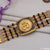 Gold and black bracelet with om symbol - Om With Diamond Gorgeous Design Gold Plated Rudraksha Bracelet