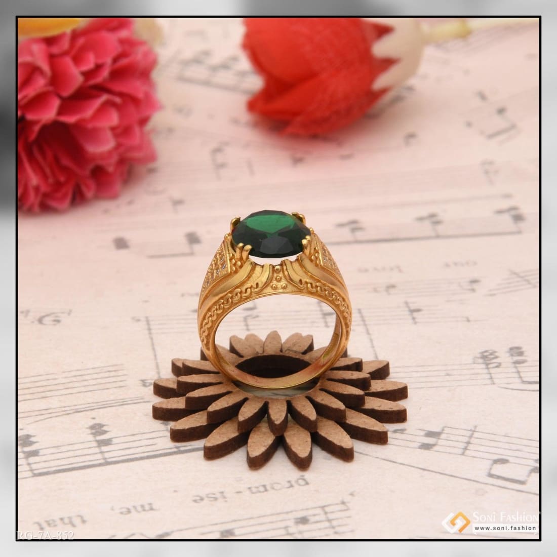 Green Emerald Gold Ring – Kamille.vip