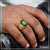 Owal shape green stone with diamond glittering design gold