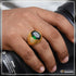 Owal Shape Green Stone with Diamond Glittering Design Gold Plated Ring - Style A852