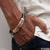 Rectangle design superior quality black leather and rose gold bracelet for men