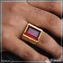 Red Stone With Diamond Glittering Design Gold Plated Ring For Men - Style B398